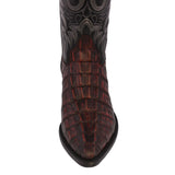 Mens Black Cherry Alligator Tail Print Leather Cowboy Boots J Toe