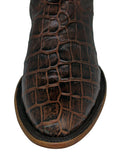 Mens Brown Cowboy Boots Crocodile Big Belly Print - Round Toe