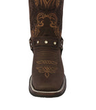 Womens Dallas Brown Western Boots Leather Boot Straps - Square Toe