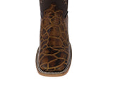 Mens Honey Brown Cowboy Boots Sea Turtle Print Leather - Square Toe