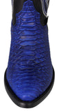 Mens #180 Blue Cowboy Boots Python Snake Print - J Toe