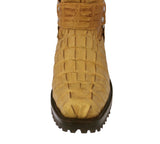 Mens Mango Motorcycle Boots Crocodile Tail Print - Square Toe