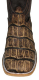 Mens #105N Rustic Sand Cowboy Boots Alligator Big Belly Print - Square Toe
