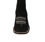 Mens Black Chelsea Ankle Boots Nubuck Leather - Square Toe