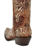 Womens Granada Cognac Cowboy Boots Swan Embroidered - Snip Toe