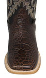 Mens Brown Western Boots Sea Turtle Print Leather - Square Toe