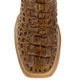 Mens #140N Sand Cowboy Boots Crocodile Hornback Print - Square Toe