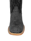 Mens Gray Snake Print Leather Cowboy Boots - Square Toe