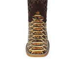 Mens Sand Cowboy Boots Anaconda Print Leather - Square Toe
