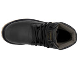 Mens Black Work Boots Leather Slip Resistant Lace Up Soft Toe - #600TR2