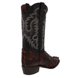 Mens #150 Black Cherry Crocodile & Ostrich Print Leather Cowboy Boots - J Toe