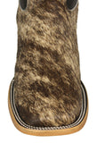 Mens Brown Cowboy Boots Real Cow Hair Leather - Square Toe