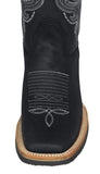 Mens #305 Black Western Boots Leather Rubber Soles - Square Toe