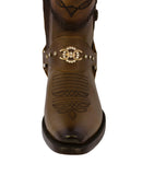 Womens Dixie Honey Brown Western Ankle Boots Leather Boot Straps - Snip Toe