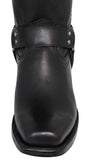 Mens Cooper Black Cowboy Boots Leather Sole Harness - Square Toe