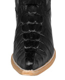 Mens Black Cowboy Boots Crocodile Tail Print - 3X Toe