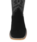 Mens #GAM Black Western Boots Suede Leather - Square Toe