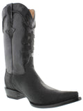 Men's Black Genuine Stingray Single Stone Leather Cowboy Boots 3X Toe