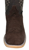 Mens #GAM2 Brown Western Boots Suede Leather - Square Toe