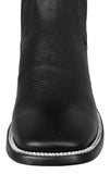 Mens Black Chelsea Ankle Boots Leather Pull On - Square Toe