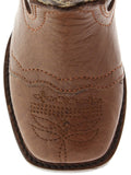Kids Grizzly Honey Brown Western Cowboy Boots Leather - Square Toe