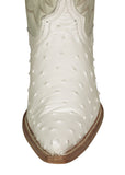 Mens White Cowboy Boots Ostrich Quill Print - 3X Toe