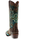 Womens Katy Baby Turquoise Cowboy Boots Leather - Snip Toe