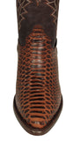 Mens Cognac Cowboy Boots Snake Print Leather - J Toe