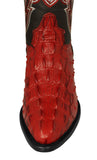 Mens Red Crocodile & Ostrich Print Leather Cowboy Boots - J Toe