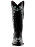 Womens Stella Black & Turquoise Leather Cowboy Boots - Snip Toe