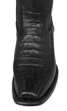 Mens Black Cowboy Boots Crocodile Print Leather Zipper - Square Toe