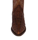 Mens #130 Brown Alligator Tail Print Leather Cowboy Boots - J Toe