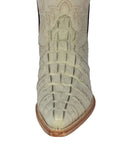 Mens Off White Crocodile Tail Print Leather Cowboy Boots - 3X Toe