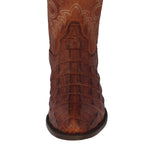 Mens #110 Cognac Alligator Back Print Leather Cowboy Boots - Round Toe
