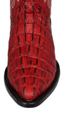 Mens #130 Red Cowboy Boots Crocodile Tail Print - J Toe