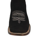 Womens Black Chelsea Cowboy Boots Nubuck Leather - Square Toe