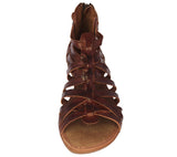 Womens Authentic Huaraches Real Leather Sandals Zipper Cognac - #201
