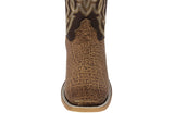 Mens #160N Black Cowboy Boots Elephant Print - Square Toe
