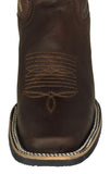 Mens #300 Brown Western Boots Leather Rubber Soles - Square Toe