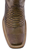 Mens Sand Western Leather Cowboy Boots Snake Print - Square Toe