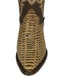 Mens #180 Sand Cowboy Boots Python Snake Print - J Toe