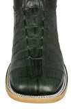 Mens #132N Green Cowboy Boots Crocodile Tail Print - Square Toe