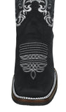 Womens Dallas Black Western Boots Leather Rubber Sole - Square Toe