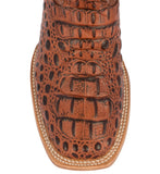 Mens #140N Cognac Cowboy Boots Crocodile Hornback Print - Square Toe