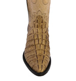 Mens Sand Alligator Tail Print Leather Cowboy Boots J Toe