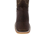 Mens Brown Cowboy Boots Teju Lizard Leather - Square Toe