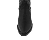 Mens Black Ostrich Leg Foot Print Leather Cowboy Boots J Toe