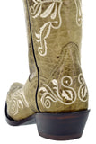 Womens Granada Sand Cowboy Boots Swan Embroidered - Snip Toe