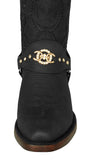 Womens Jane Black Western Boots Leather Removable Strap - Snip Toe