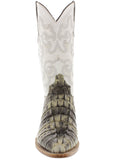 Men's Natural Crocodile Tail Design Leather Cowboy Boots J Toe